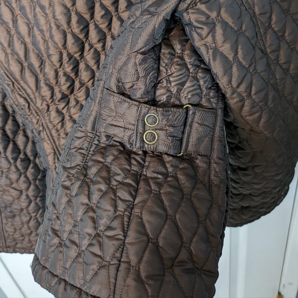 Gallery Chocolate Brown Quilted Full Zip Puffer Coat Size Petite Medium - Picture 5 of 8